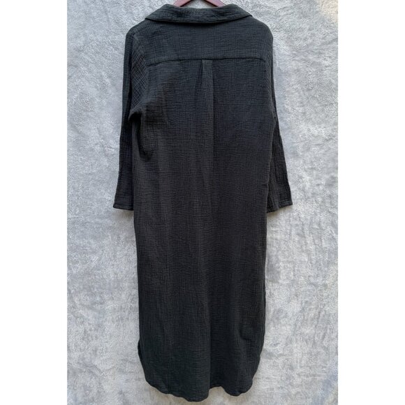 Nomad The Label Midi Dress Womens 16 Valentina Linen Blend Charcoal Button-Down - Picture 5 of 10